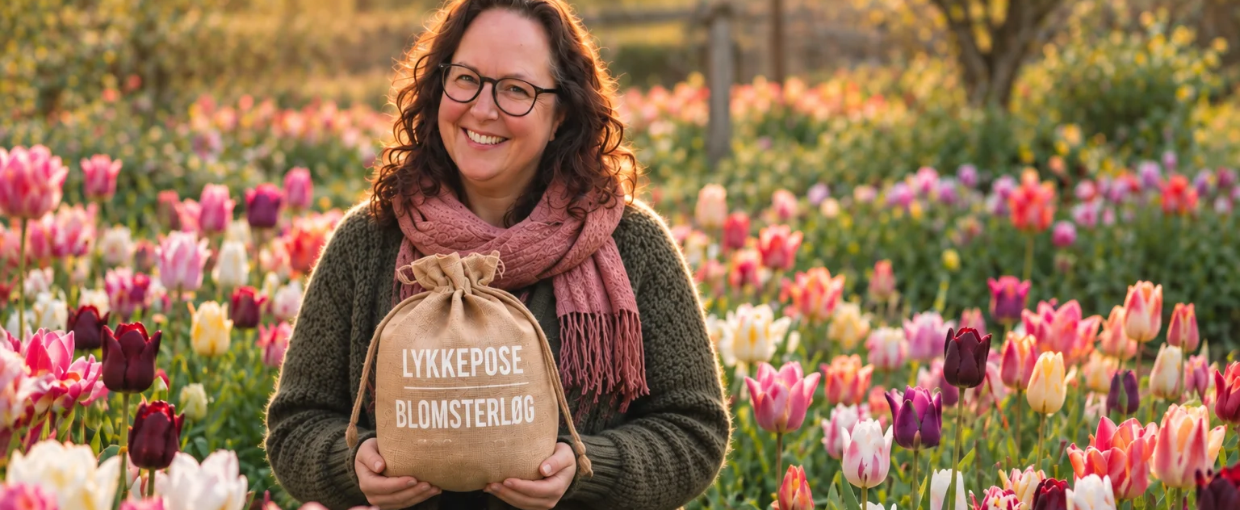 Lykkepose med blomsterl&oslash;g - 120 kr!