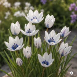 Botanisk tulipa specie alba coerulea