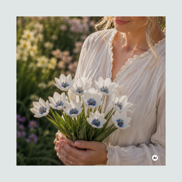 Botanisk tulipa specie alba coerulea